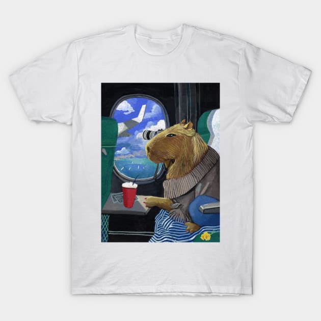 Capybara travelling on a plane T-Shirt by argiropulo